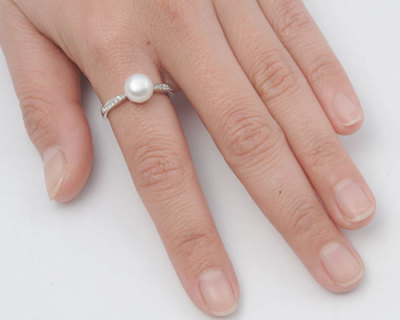 Genuine Freshwater Pearl Ring Sterling Silver 925 Pearl Size