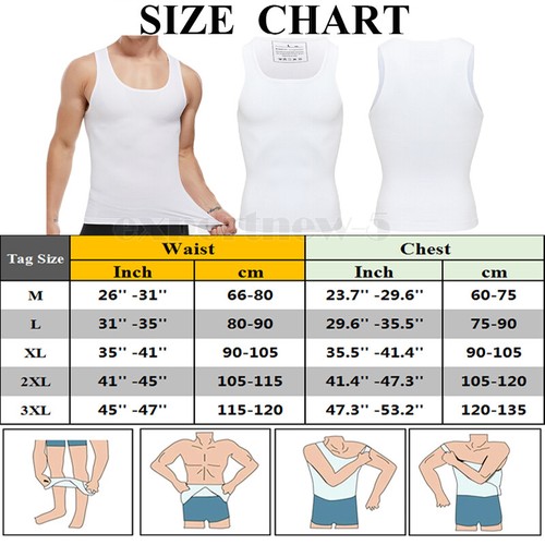 Mens Body Shaper Slim Tummy Vest Compression Shirt Tank Tops Shapewear Workout - Bild 25 von 39