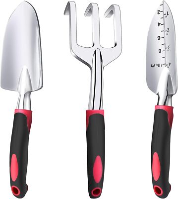 3-Piece Aluminum Garden Tool Set   Heavy Duty Hand Shovel, Transplant Shovel &