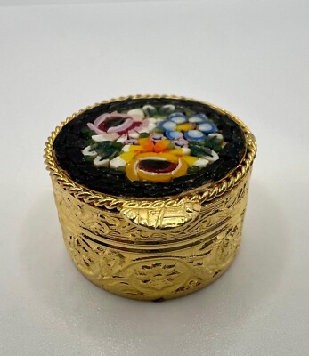 Italienische Mikromosaik-Pillendose Historismus/Art Déco Micromosaic pill box