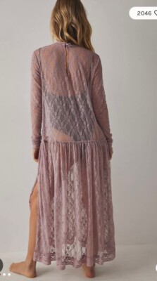 Free People Simple Touch Lace Long Sleeve Vintage Maxi Dress Mauve L | eBay