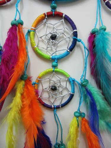 Beautiful Rainbow Nylon 12cm Silver Web Dream Catcher 50cm Total Length - Picture 4 of 7