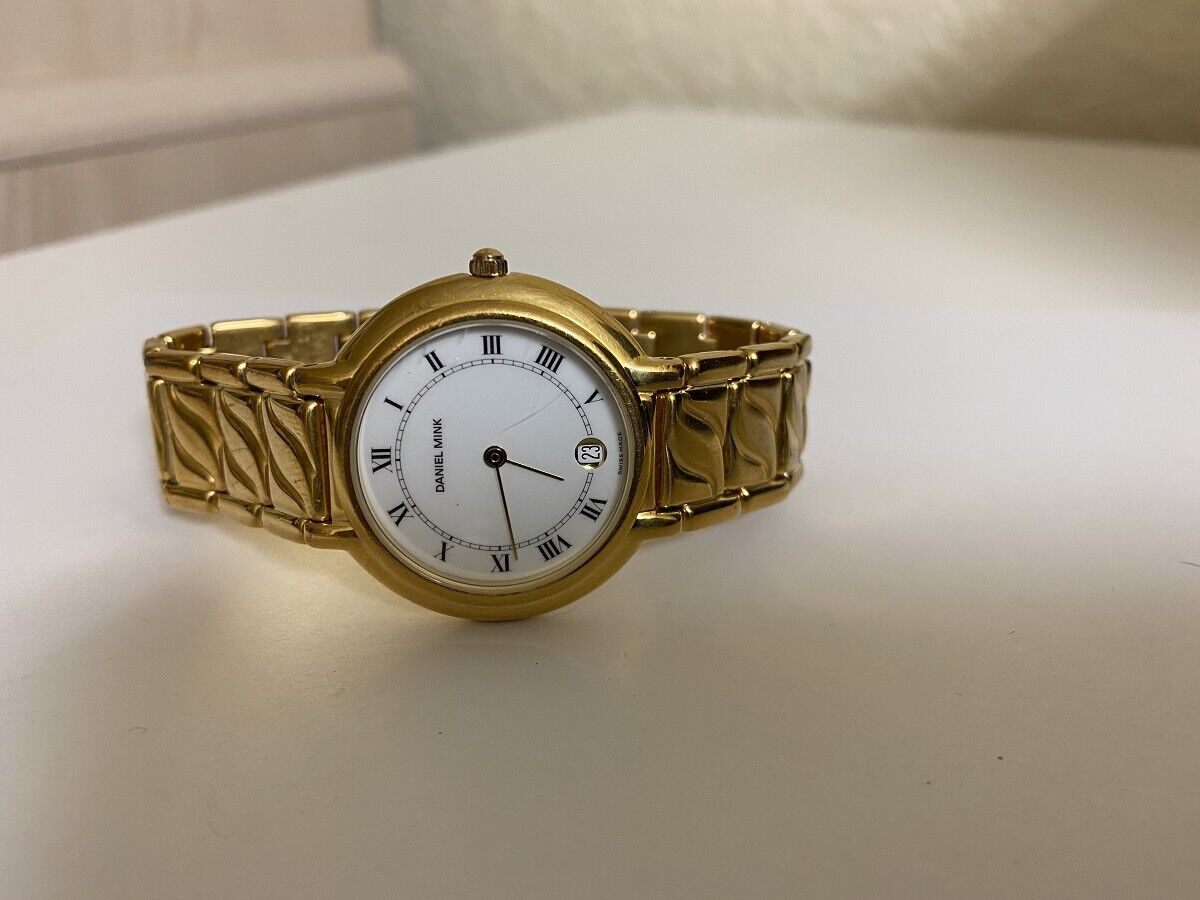Men's Daniel Mink Swiss made Vintage watch from 1990's Yellow  gold tone rare