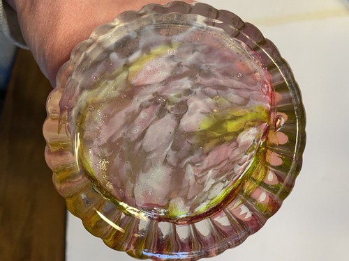 Vintage Art Deco Unique Colorful Swirl Bubbled Glass Vase Decor Display 7" C3 - Picture 8 of 12