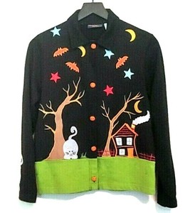 Onque Casuals Halloween Button Up Top - Super Cute Size Small | eBay