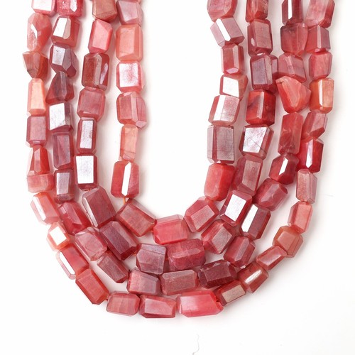 Pink Moonstone Beads 8 Inch Strand 7x11-7x12 MM Beads Faceted Tumble Shape Beads - Picture 2 of 5