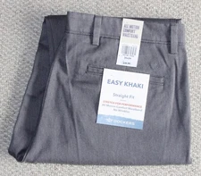 DOCKERS Easy Khaki STRAIGHT FIT Flat Front PANTS • 36x34 • gray CHARCOAL HEATHER