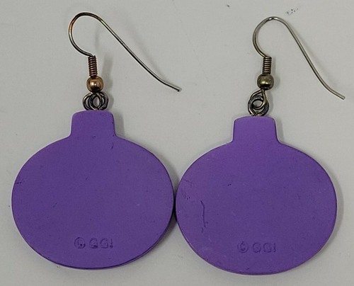 Vintage Halloween Dangle Earrings Jack O Lantern Pumpkin GGI 2" with Hook - Picture 4 of 7