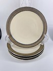 POTTERY BARN Bronze Copper Rope Rim Ivory plates dish Rustic Chic Set 4