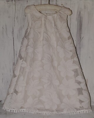 cream dress 5t Genuine Kids OshKosh Ivory Cream Floral Flower Dress Size 5T *S24