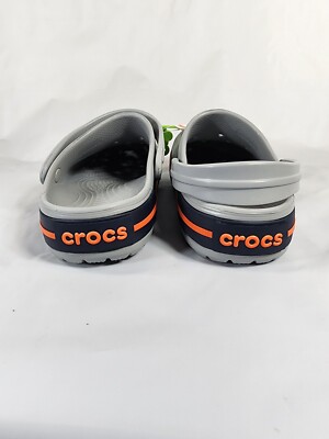 Crocs Unisex Clogs Light Grey White Orange Stripe Size Mens  display picture 2