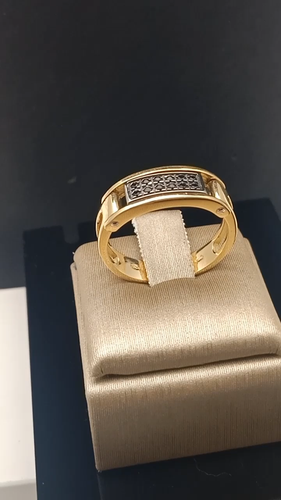 Anillo Hombre En Oro Amarillo y Blanco 18CT 750 Con Spinelli Negros Hecho Italy - Vídeo 1 de 1