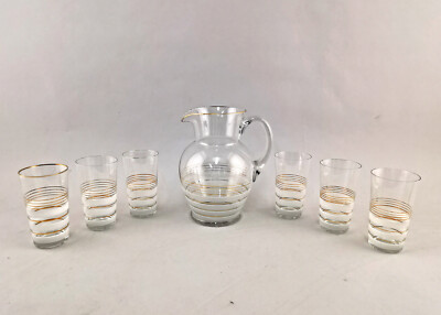 9135206 Schenk Set Glas 6 Juice Cup + Mug Gold Edition Vintage Mid Century