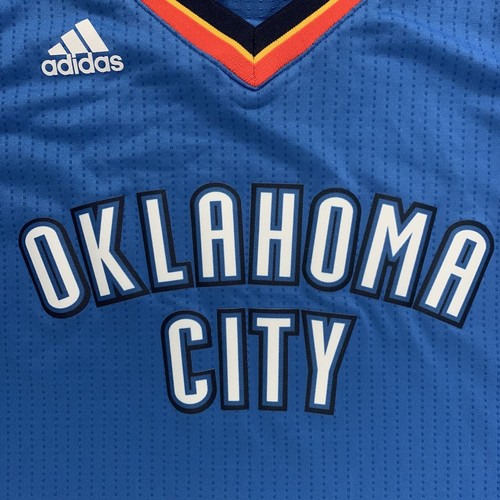 NWT Adidas Oklahoma City Thunder OKC Blue Blank Swingman Jersey Youth XL - 第 4/8 張圖片