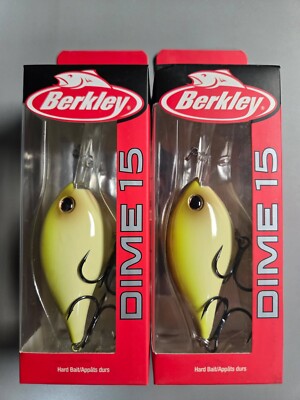 2- Berkley Dime 3/4 oz 2.75'' Size 15 Vanilla Chartreuse Crankbaits Value BUY!!