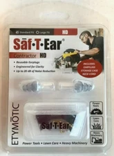 NEW Etymotic ERSTE-20 Saf-T-Ears HD 20 dB Reusable Ear Plugs (1 Pair) GRAY Frost