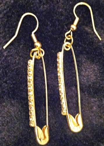 RINESTONE CRYSTAL SAFETY PIN EARRINGS PICK 1 OF 3 SILVER, GOLD PLATED, ROSE GOLD - Picture 14 of 19