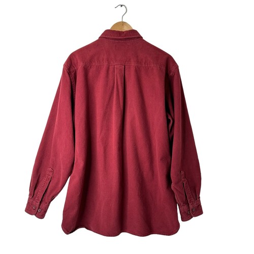 LL Bean Men's Chamois Shirt Jacket L Long Sleeve Red Shacket Button Up Pockets - Picture 2 of 11