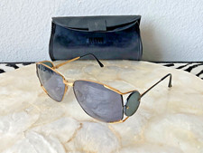 YVES SAINT LAURENT GOLD WRAP SM / BLUE TINT VINTAGE SUNGLASSES 6002 Y104/2 115