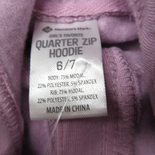 Member's Mark Girl's Soft & Lightweight Quarter Zip Hoodie Pink Size 6/7 - Picture 8 of 8