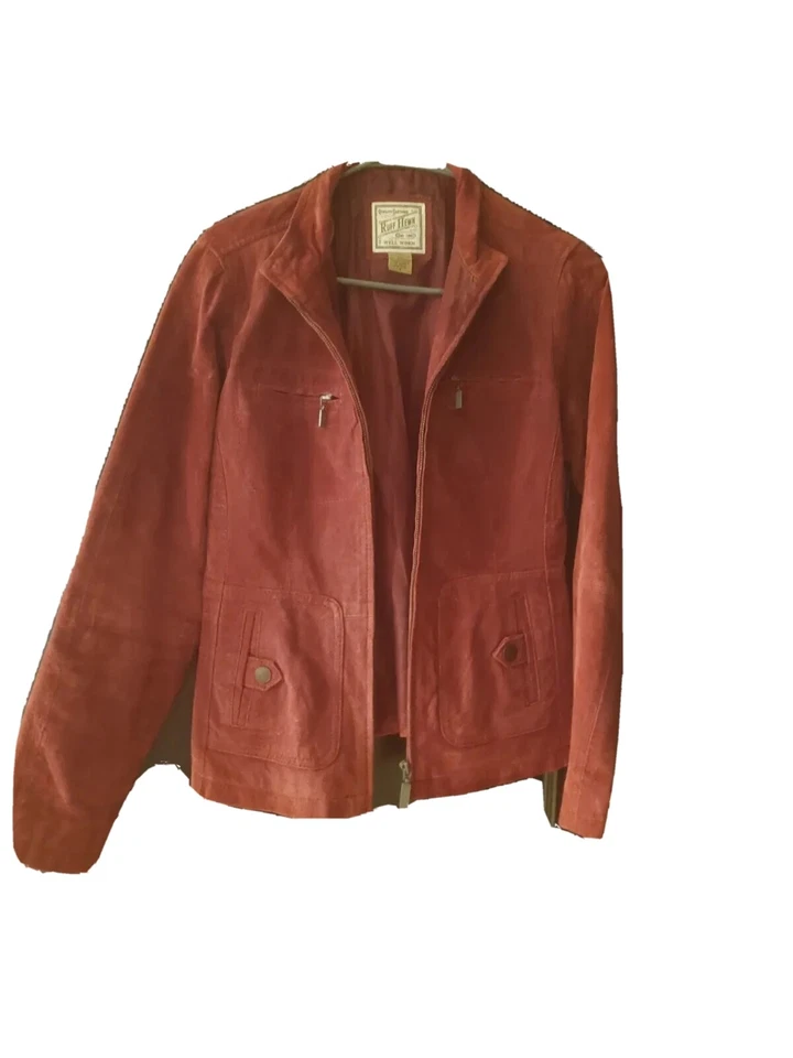 Vintage Womens 100% Red Leather Suede Jacket Small Medium RARE - Image 2 of 4
