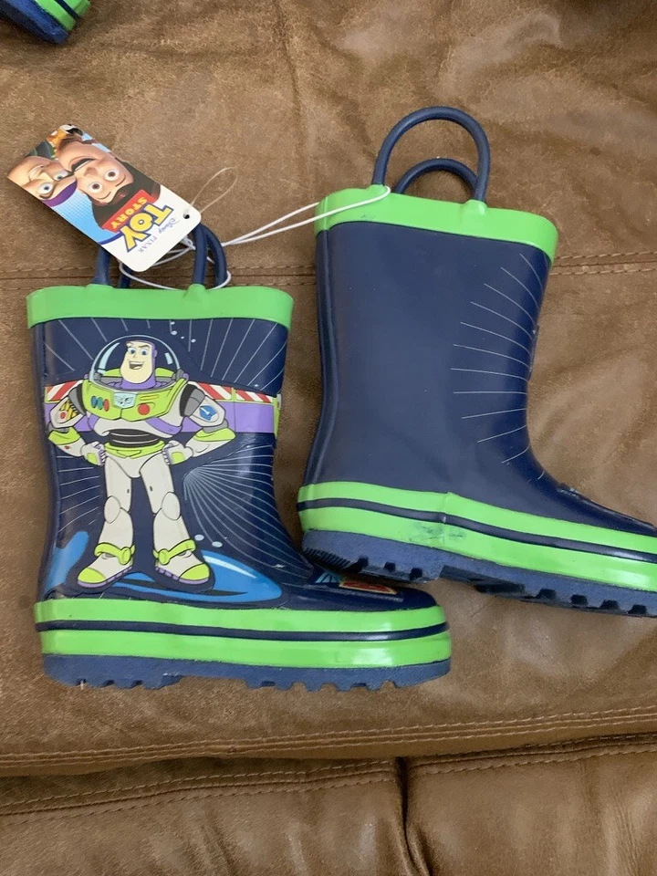 Toddler Disney Toy Story Rain Boots Blue Green Buzz Lightyear Boy Girl 5 Toddler - Image 2 of 4