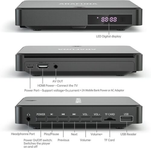 DVD Player HDMI Small DVD Player for TV with All Region Free Compact 6 Inch - Picture 2 of 10