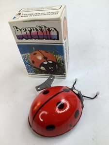 Vintage Czech Mechanical Clockwork Wind-up Tin Toy BERUSKA Ladybug w/Box (B3)