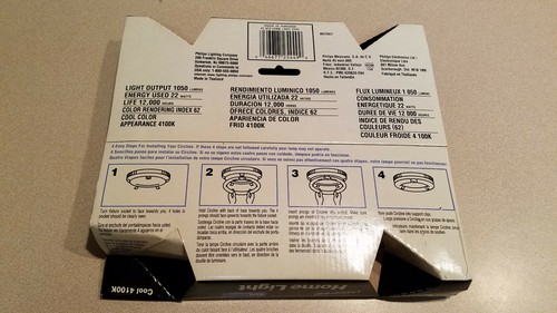 PHILIPS UNIVERSAL HOME LIGHT 22 WATT 807558 LIGHT BULB LAMP 12" COOL COLOR (NEW) - Picture 2 of 5