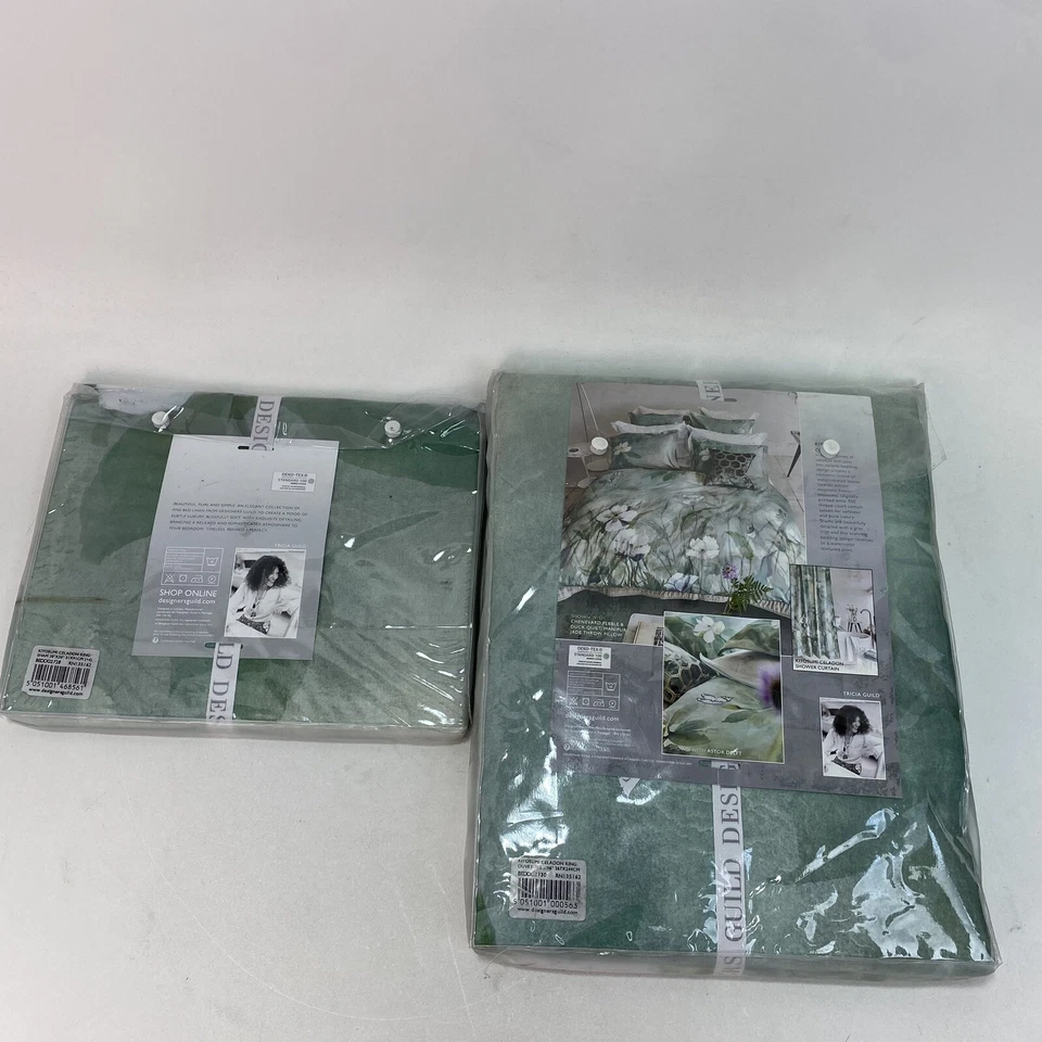 Funda nórdica Designers Guild Kiyosumi Celadon - Talla King 105x96" y 1 King Sham Foto 2 de 4