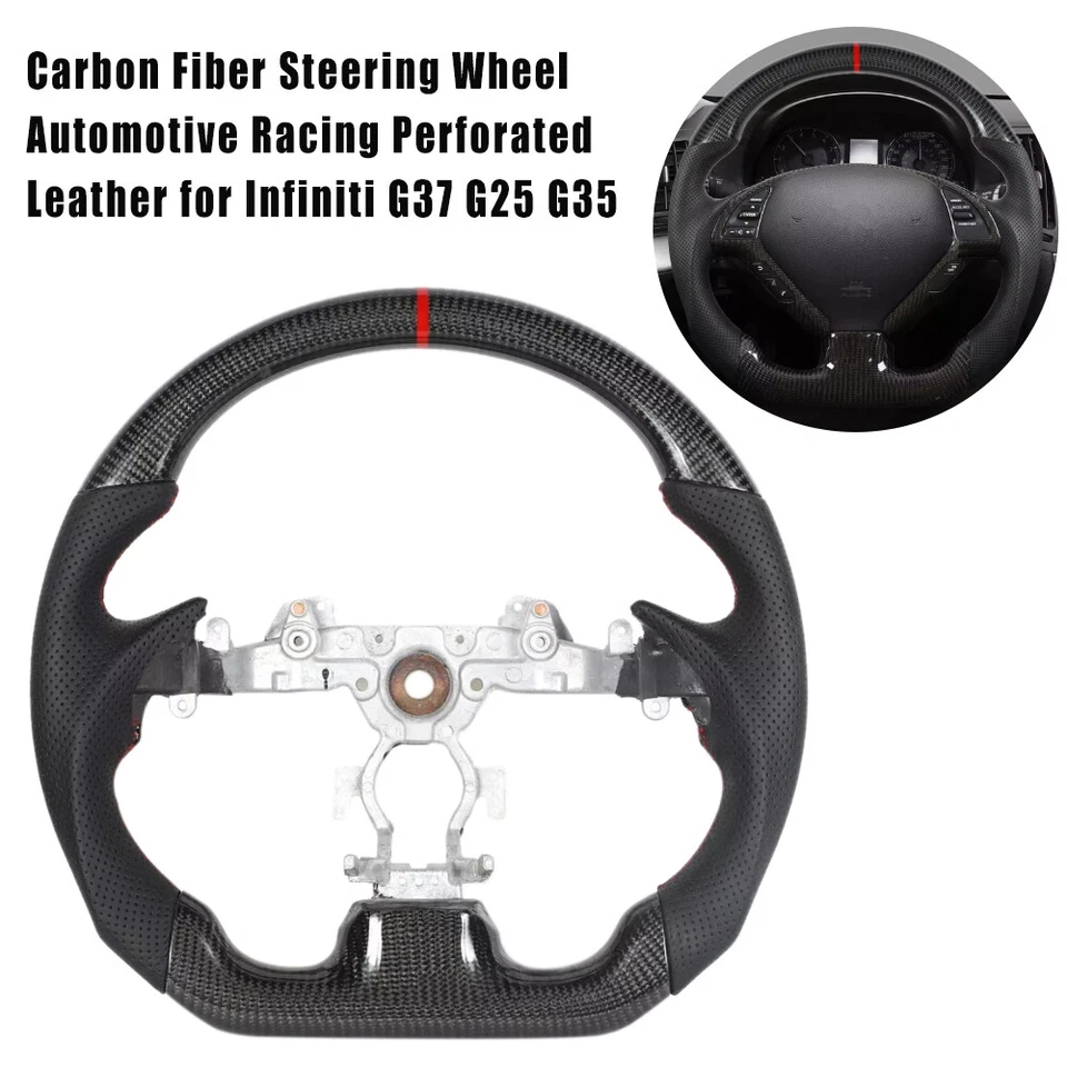 🔥Volante deportivo LED de fibra de carbono para Infiniti G37/G37x/G37s 09-13 en forma de D Foto 2 de 4