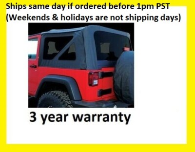 REPLACEMENT BLACK SOFT TOP TINTED WINDOWS  2007-09 FOR JEEP WRANGLER 2 DOORS JK