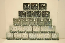 Case of 25 PCS 4" Square 2-1/8" Deep Steel Electrical Outlet Box 1/2" & 3/4"KO's