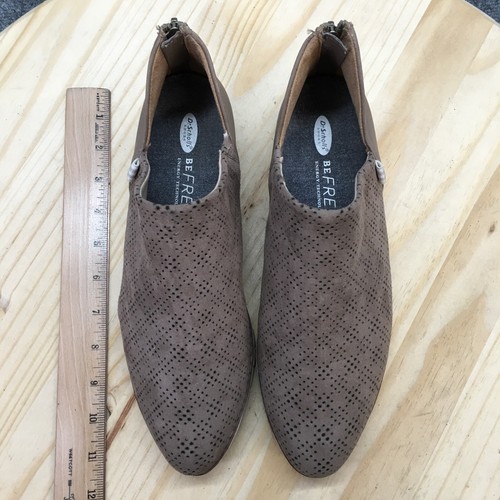 Dr Scholls Boots Womens 9M Brown Insane Shootie Heel Zip Perforated Suede Casual - Picture 7 of 16