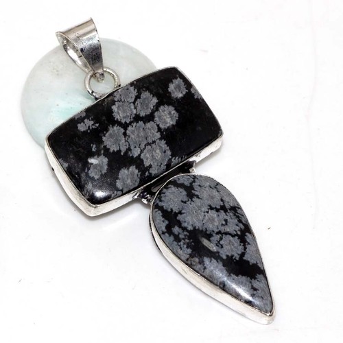 Snowflake Obsidian Pendant| Handmade Gemstone Latest Gifts Size 2.4" GW