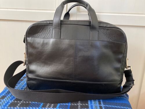 COACH 24 hour Smooth Black Leather Laptop Briefcase Authentic F72224 - Picture 3 of 16