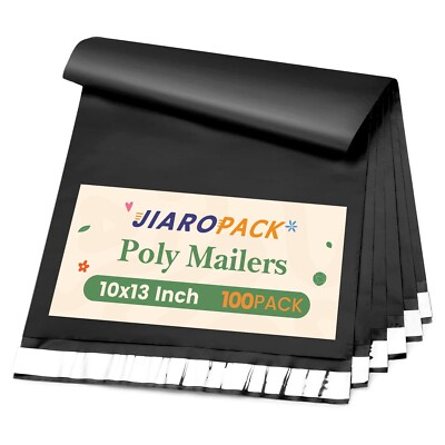 Jiaro Pack Poly Mailers Small Shipping Bags Envelopes 10x13'' 100 Pack Black