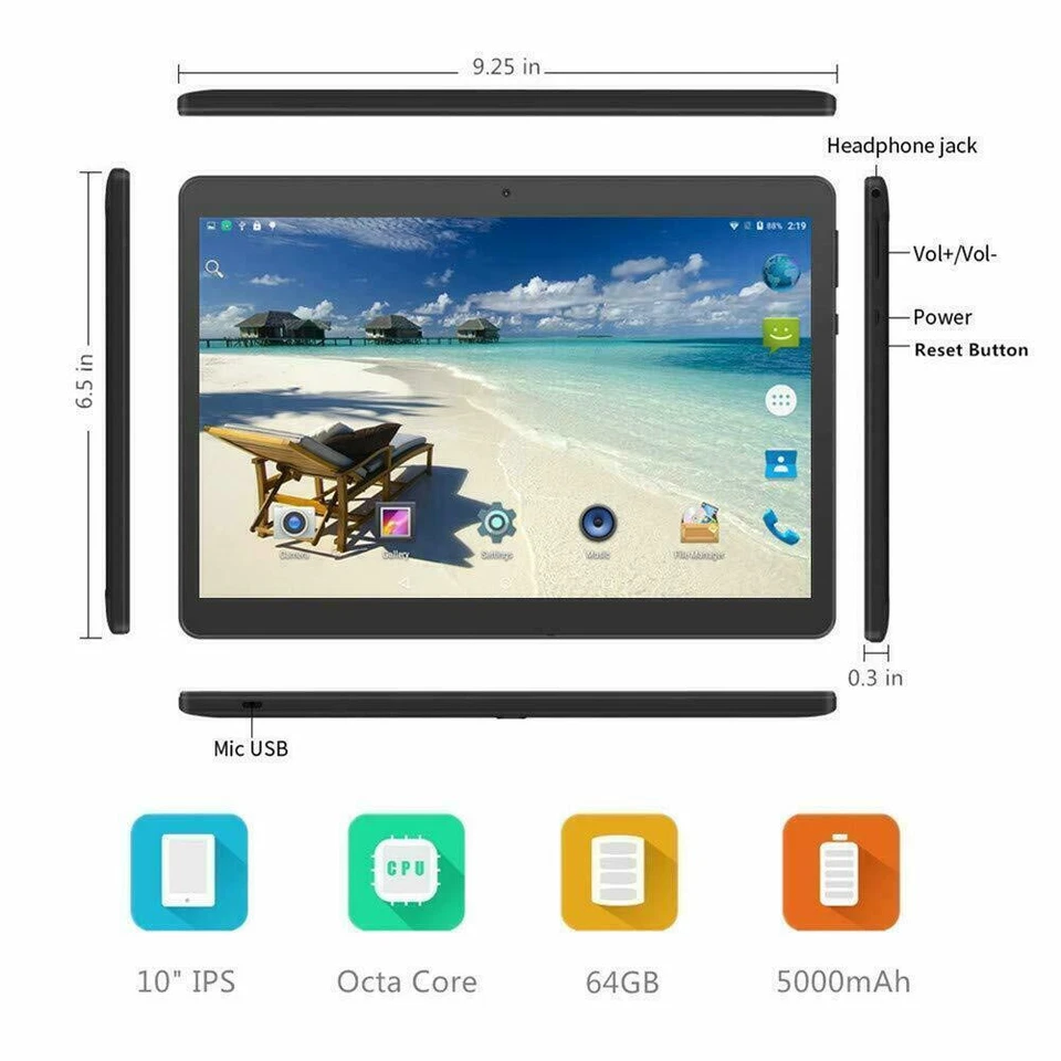 Foren-Tek Android 10 Tablet 10 inch Octa-Core,4GB RAM 64GB ROM, HD WIFI Dual Sim - Image 2 of 4