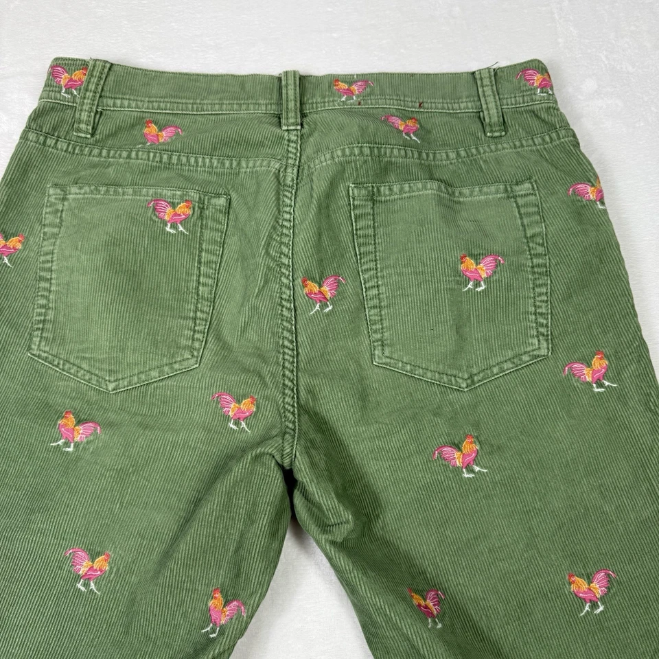 De colección J. Pantalones Vaqueros Crew Pana 4 Gallo Jardín Verde Rosa Bordado Pollo Foto 4 de 4