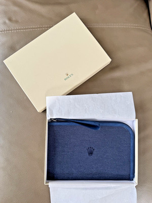 New Authentic Rolex Denim Document Travel Pouch Bag - 12'' x 8''