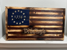 Handmade 1776 We The People Wooden American Flag Rustic Wall Decor USA