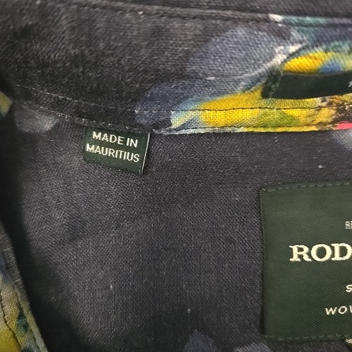 Rodd & Gunn Herren XL Leinen Hemd Navy Gelb Floral Sports Fit Gewebt - Bild 10 von 14
