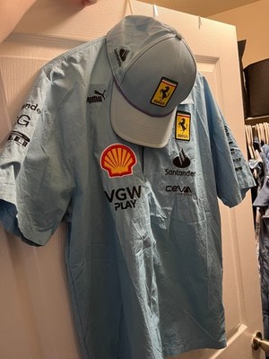 PUMA Men's Scuderia Ferrari Team Miami 2024 F1 Grand Prix Shirt L and Hat Combo