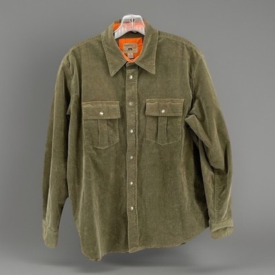 Grizzly Original Outdoors Corduroy L/S Button Up Shirt Men's Medium Green Casual