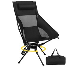 Swivel Portable Camping Chair, High Back Folding Chair with Detachable Pillow...