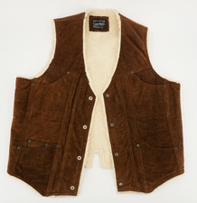 Vintage Challenger Genuine Leather Sherpa Lined Vest Men Lrg 42/44 Cowboy