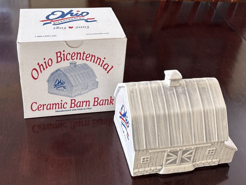 McCoy Pottery Barn Ohio Bicentennial Coin  Bank Vintage 1803-2003