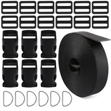 1 Inch Buckle Straps Set with 6 Yards Black Thick Nylon Webbing, 6Pack Heavy ...