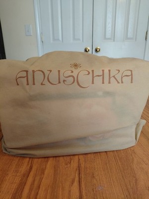 Anuschka Hand-Painted Pink Floral Satchel Zip, Detachable Strap, Dust Bag