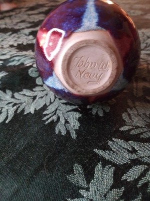 Signed John W. Nouy? Studio Pottery Bud Vase Red Blue Purple Glaze